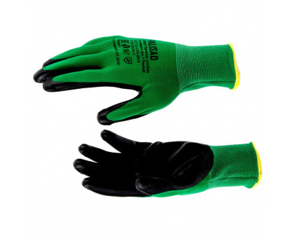 Перчатки полиэфирные с чёрным нитрильным покрытием маслобензостойкие, L, 15 класс вязки// Palisad