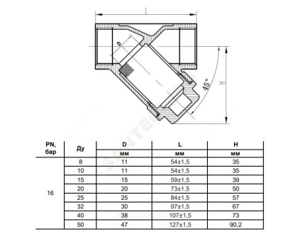 Фильтр Y-обр нерж Ду50 Ру40 м/м Benarmo