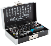 Набор бит, 1/4", магнитный адаптер, сталь S2 пластиковый кейс, 33 предм.// Gross 11365										