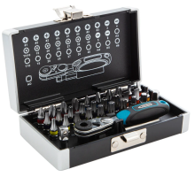 Набор бит, 1/4", магнитный адаптер, сталь S2 пластиковый кейс, 33 предм.// Gross 11365										