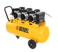 Компрессор безмаслянный малошумный DLS 2250/100,2250 Вт,3х750,100 л,410 л/мин блок упр/Denzel 58029 