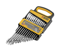 Набор ключей комбинированных трещоточных 6-19 мм, 12 шт., CrV, матовый хром//Denzel 14722