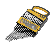 Набор ключей комбинированных трещоточных 6-19 мм, 12 шт., CrV, матовый хром//Denzel 14722