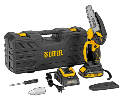 Цепная мини-пила аккумуляторная бесщет., CCS-150, шина 150 мм, Li-Ion, 20 В // Denzel 58650									