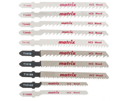 Набор полотен для электролобзика по дереву, 10 шт, T-SET1007// Matrix арт.78249