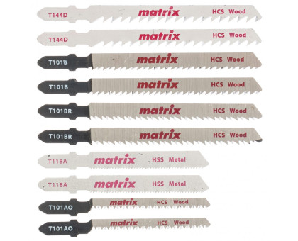 Набор полотен для электролобзика универсальный, 10 шт, T-SET1003// Matrix арт.78247
