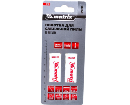 Полотна по металлу для сабельной пилы S522EF 75 / 1,4 мм, Bimetal, 2 шт., PRO// Matrix 782008