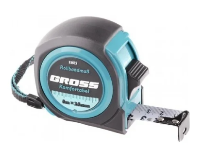 Рулетка Komfortabel, 8 м х 25 мм, обрезиненный корпус// Gross 32563