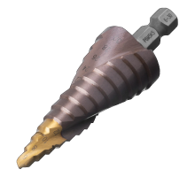 Сверло ступенчатое, 6-8-10-12-14-16-18-20-22-24-26-28-30мм, Р6М5К5, 6-гр. хвостовик// Denzel 723614	