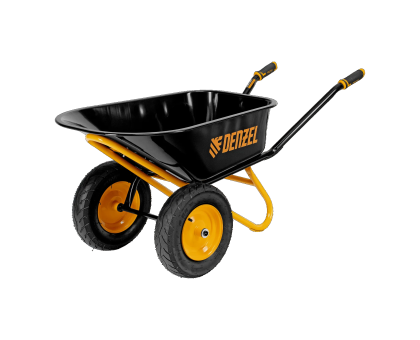 Тачка строительная, усиленная, объем 120 л, 350 кг, двухколесная, колесо 16х4.00-8//Denzel 689365