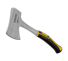 Топор цельнометаллический, 600 г, 2-компонент обрезиненная рукоятка, изогнутый хват // Denzel 21513