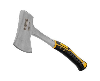 Топор цельнометаллический, 600 г, 2-компонент обрезиненная рукоятка, изогнутый хват // Denzel 21513