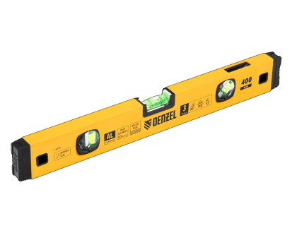 Уровень алюминиевый, магнит., фрезерованный, 3 глазка (1 зеркал.), 0,5 мм/м, 400 мм// Denzel 33690		