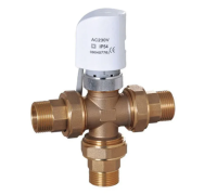 Зонный вентиль 3-х ходовой, резьбовой со сгонами НР-НР-НР с сервоприводом 3/4"  (LL9091) 