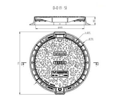 Люк чугунный круглый Terra 750 С250
