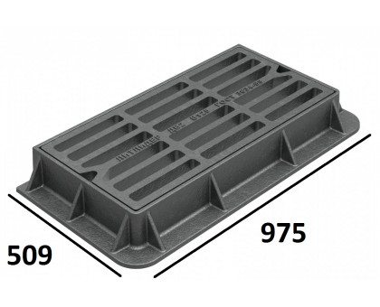 Дождеприемник чугунный прям. 975х509х120 (Кронтиф), 125 кН (ДБ2)