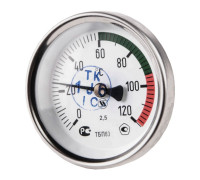 Термометр биметаллический ТБП-Т-100 (120С, ножка 100, с задним подключением осевой)