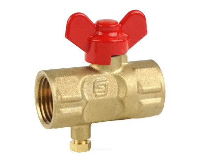 Кран латунный д/манометра 11б27п(м)1 G1/2"- Ру16 м/м шар (1/2 - 1/2)