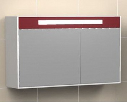 Зеркало-шкаф "Рондо"86см, бордо, светильник, вык.розетка (код 27404)								