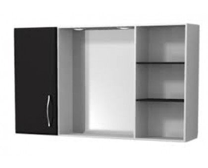 Зеркало-шкаф "Валенсия" 120см, черный, светильник, вык.розетка (код 27592)						