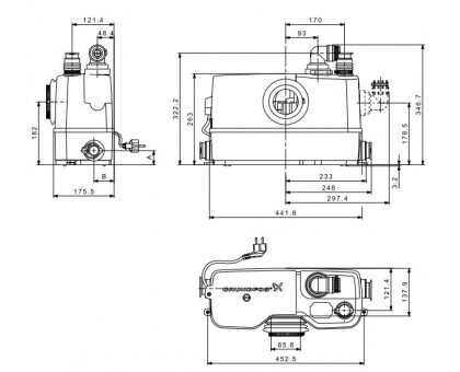 Установка канализационн SOLOLIFT2 WC-3 Grundfos(3 точки,измельчит,до 50 ° ) 8.5 м