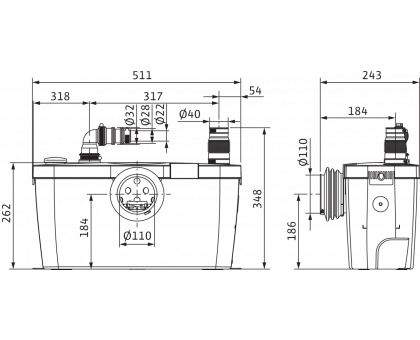 Установка водоотведения Wilo HiSewlift 3-15 (2 точки,измельч,до 35 °) 5м арт. 4191675