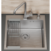 Кухонная мойка нерж.сталь сатин D&K DKS505004, в комплекте с сифоном, корзиной, дозатором