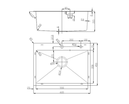 Кухонная мойка нерж.сталь сатин D&K DKS604504, в комплекте с сифоном, корзиной, дозатором
