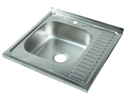 Мойка I-TECH квадратная накладная с сушилкой справа 600х600х160х0,8 мат								