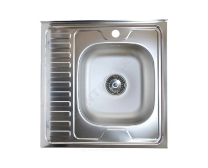 Мойка нерж AISI 430 накладн 600х600 0,6мм лев б/сиф 1 1/2 Владикс L-403