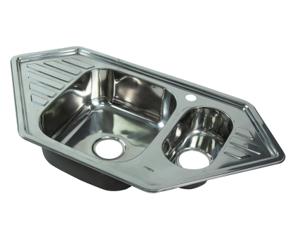 Мойка I-TECH двойная с сушилкой с двух сторон 950х500х205х0,8 пол								