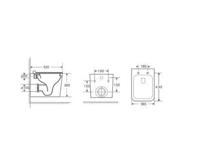 Унитаз подвесной безободковый D&K Quadro DT1516016, 530*360*365мм, сиденье микролифт, белый