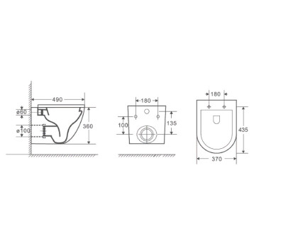 Унитаз подвесной безободковый D&K Matrix DT1396016, 490*370*360мм, сиденье микролифт, белый