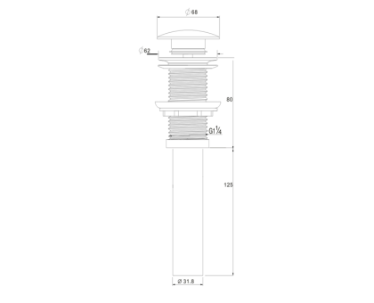 Донный клапан DK для раковины 1/4" клик-клак черная крышка (DC9025)