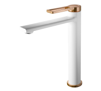 Смеситель для умывальника I-TECH, DORADO 11, однорычажный, белый/золото, гайка								