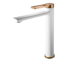 Смеситель для умывальника I-TECH, DORADO 11, однорычажный, белый/золото, гайка								