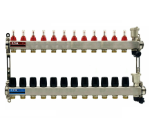 Коллекторная группа 1"х3/4" 12 выходов, без кранов "КВАДРАТ", нержавеющаяя сталь KCS5012 TIM