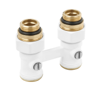 Узел прямого нижнего подключения с шаровым краном и адаптером 1/2"x 3/4", белый. ME220CW TIM