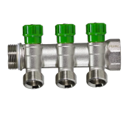 Коллектор с регул. вентилями под 45* 1" х 3/4" под евроконус,3 выхода,никелиров MR135NE-1-3 TIM 