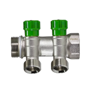 Коллектор с регул. вентилями под 45* 1" х 3/4" под евроконус,2 выхода,никелиров MR135NE-1-2 TIM 