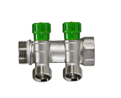 Коллектор с регул. вентилями под 45* 1" х 3/4" под евроконус,2 выхода,никелиров MR135NE-1-2 TIM 