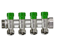 Коллектор с регул. вентилями под 45* 1" х 3/4" под евроконус,4 выхода,никелиров MR135NE-1-4 TIM 