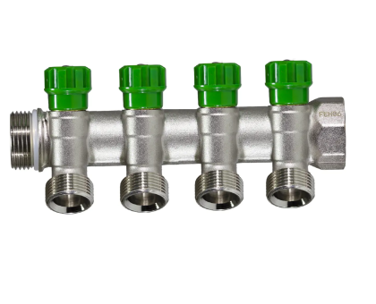 Коллектор с регул. вентилями под 45* 1" х 3/4" под евроконус,4 выхода,никелиров MR135NE-1-4 TIM 