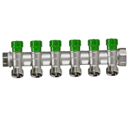 Коллектор с регул. вентилями под 45* 1" х 3/4" под евроконус,6 выхода,никелиров MR135NE-1-6 TIM 