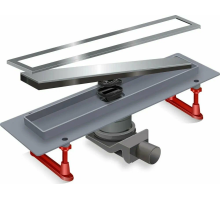 Трап с двусторонней решеткой горизонтальный сток Evolux Glass(бел глянц стекло) 70х400 ZSt.1133.4002