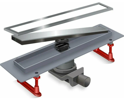 Трап с двусторонней решеткой горизонтальный сток Evolux Glass(бел глянц стекло) 70х400 ZSt.1133.4002