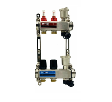 Коллекторная группа 1"х3/4"  2 выхода, без кранов "КВАДРАТ", нержавеющая сталь KCS5002 TIM 