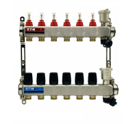 Коллекторная группа 1"х3/4"  6 выходов, без кранов "КВАДРАТ", нержавеющая сталь KCS5006 TIM