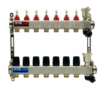 Коллекторная группа 1"х3/4"  7 выходов, без кранов "КВАДРАТ", нержавеющаяя сталь KCS5007 TIM