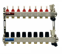 Коллекторная группа 1"х3/4"  8 выходов, без кранов "КВАДРАТ", нержавеющаяя сталь KCS5008 TIM